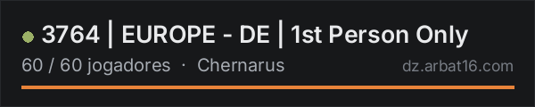 3764 | EUROPE - DE | 1st Person Only na lista de servidores de DayZ da AR16