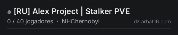 [RU] Alex Project | Stalker PVE na lista de servidores de DayZ da AR16