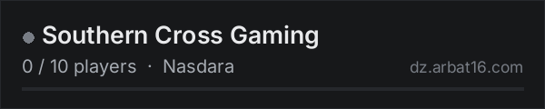 Southern Cross Gaming on the AR16 DayZ server list