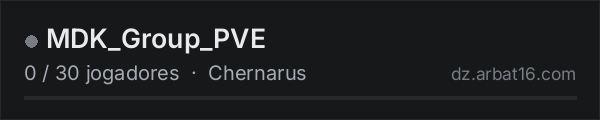 MDK_Group_PVE na lista de servidores de DayZ da AR16