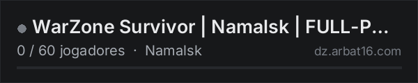 WarZone Survivor | Namalsk | FULL-PVE | na lista de servidores de DayZ da AR16