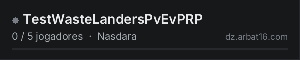 TestWasteLandersPvEvPRP na lista de servidores de DayZ da AR16