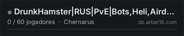 DrunkHamster|RUS|PvE|Bots,Heli,Airdrop,Missions| na lista de servidores de DayZ da AR16