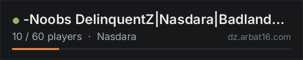 -Noobs DelinquentZ|Nasdara|Badlands|PvE ONLY|NO PVP- on the AR16 DayZ server list