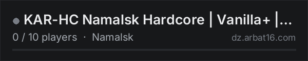 KAR-HC Namalsk Hardcore | Vanilla+ | PVE | NO KOS on the AR16 DayZ server list