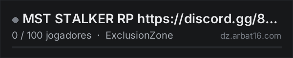 MST STALKER RP https://discord.gg/8rrxEKgZ3n na lista de servidores de DayZ da AR16