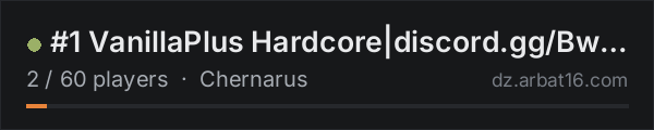#1 VanillaPlus Hardcore|discord.gg/Bw9TTcMcsZ| on the AR16 DayZ server list