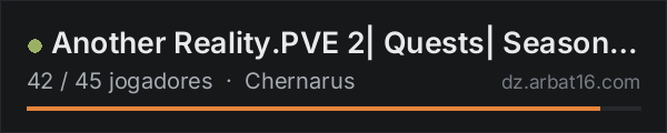 Another Reality.PVE 2| Quests| SeasonPass| loot x5| Mission na lista de servidores de DayZ da AR16