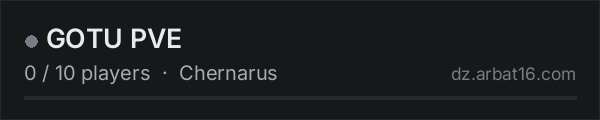GOTU PVE on the AR16 DayZ server list
