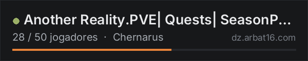 Another Reality.PVE| Quests| SeasonPass| loot x5| Mission na lista de servidores de DayZ da AR16