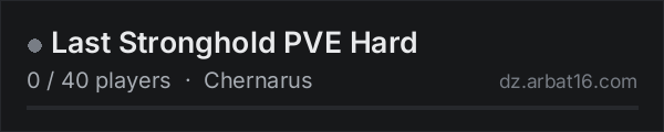Last Stronghold PVE Hard on the AR16 DayZ server list