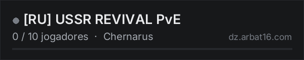 [RU] USSR REVIVAL PvE na lista de servidores de DayZ da AR16