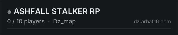 ASHFALL STALKER RP on the AR16 DayZ server list