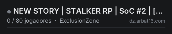 NEW STORY | STALKER RP | SoC #2 | [NO WL] | [AOD] na lista de servidores de DayZ da AR16