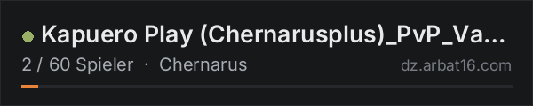 Kapuero Play (Chernarusplus)_PvP_Vanila Plus Plus in der DayZ-Serverliste von AR16