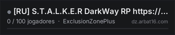 [RU] S.T.A.L.K.E.R DarkWay RP  https://discord.gg/MdqRc9p na lista de servidores de DayZ da AR16