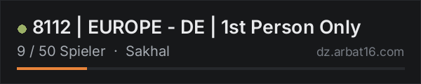 8112 | EUROPE - DE | 1st Person Only in der DayZ-Serverliste von AR16