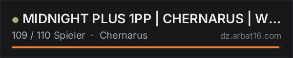 MIDNIGHT PLUS 1PP | CHERNARUS | WIPE 17.10 in der DayZ-Serverliste von AR16