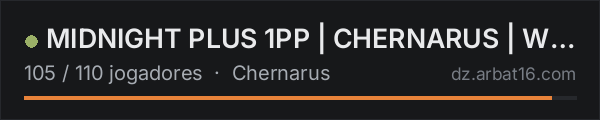 MIDNIGHT PLUS 1PP | CHERNARUS | WIPE 17.10 na lista de servidores de DayZ da AR16