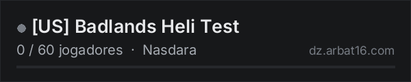 [US] Badlands Heli Test na lista de servidores de DayZ da AR16