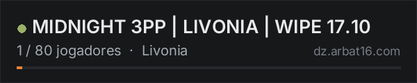 MIDNIGHT 3PP | LIVONIA | WIPE 17.10 na lista de servidores de DayZ da AR16