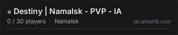 Destiny | Namalsk - PVP - IA on the AR16 DayZ server list