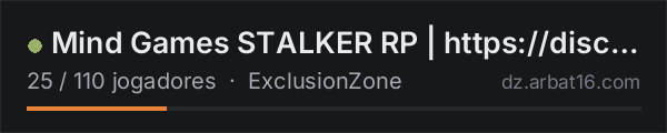 Mind Games STALKER RP | https://discord.gg/mgstalkerrp na lista de servidores de DayZ da AR16