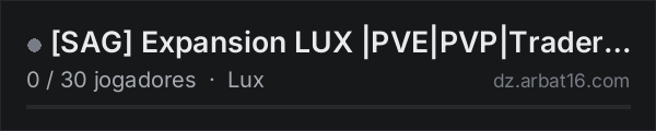 [SAG] Expansion LUX |PVE|PVP|Trader|Dinosaurs na lista de servidores de DayZ da AR16