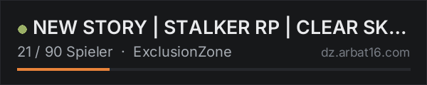 NEW STORY | STALKER RP | CLEAR SKY #1 | NO WL | AOD in der DayZ-Serverliste von AR16