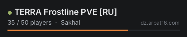 TERRA Frostline PVE RU on the AR16 DayZ server list
