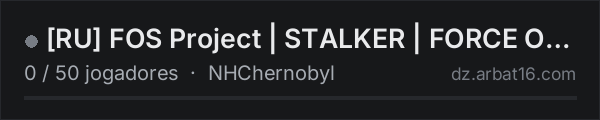 RU FOS Project | STALKER | FORCE OF SIBERIA | RP #1 na lista de servidores de DayZ da AR16