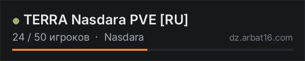 TERRA Nasdara PVE [RU] в списке серверов DayZ от AR16