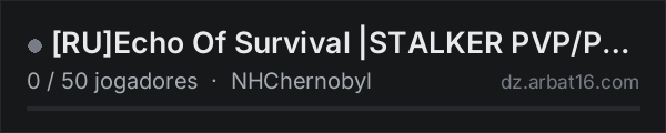 [RU]Echo Of Survival |STALKER PVP/PVE|Quests|Trader|AI na lista de servidores de DayZ da AR16