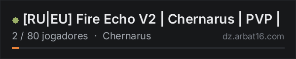 [RU|EU] Fire Echo V2 | Chernarus | PVP | na lista de servidores de DayZ da AR16