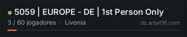 5059 | EUROPE - DE | 1st Person Only na lista de servidores de DayZ da AR16