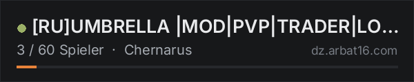 RUUMBRELLA |MOD|PVP|TRADER|LOOT++|CARS|RAID C4 in der DayZ-Serverliste von AR16