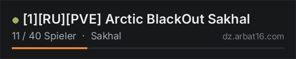 1RUPVE Arctic BlackOut Sakhal in der DayZ-Serverliste von AR16