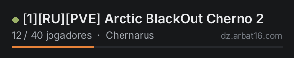 1RUPVE Arctic BlackOut Cherno 2 na lista de servidores de DayZ da AR16