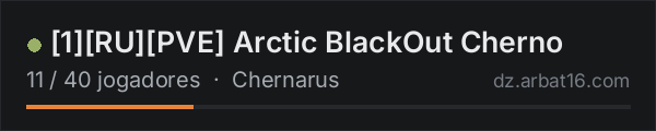 1RUPVE Arctic BlackOut Cherno na lista de servidores de DayZ da AR16