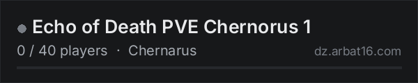 Echo of Death PVE Chernorus 1 on the AR16 DayZ server list