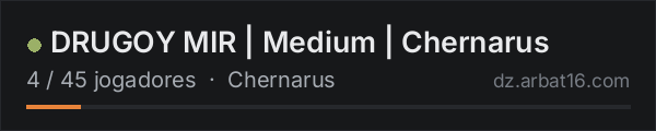 DRUGOY MIR | Medium | Chernarus na lista de servidores de DayZ da AR16