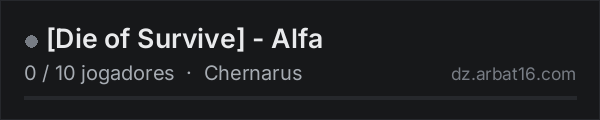 Die of Survive - Alfa na lista de servidores de DayZ da AR16