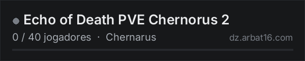 Echo of Death PVE Chernorus 2 na lista de servidores de DayZ da AR16