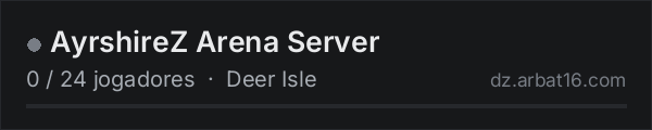 AyrshireZ Arena Server na lista de servidores de DayZ da AR16