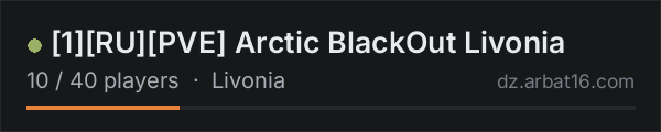 [1][RU][PVE] Arctic BlackOut Livonia on the AR16 DayZ server list
