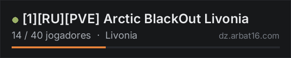 [1][RU][PVE] Arctic BlackOut Livonia na lista de servidores de DayZ da AR16