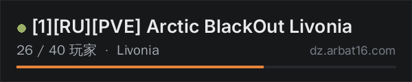 AR16 DayZ 服务器列表中的 [1][RU][PVE] Arctic BlackOut Livonia