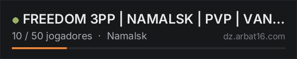 FREEDOM 3PP | NAMALSK | PVP | VANILLA++ na lista de servidores de DayZ da AR16