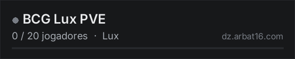 BCG Lux PVE na lista de servidores de DayZ da AR16