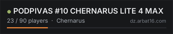 PODPIVAS #10 CHERNARUS LITE 4 MAX on the AR16 DayZ server list
